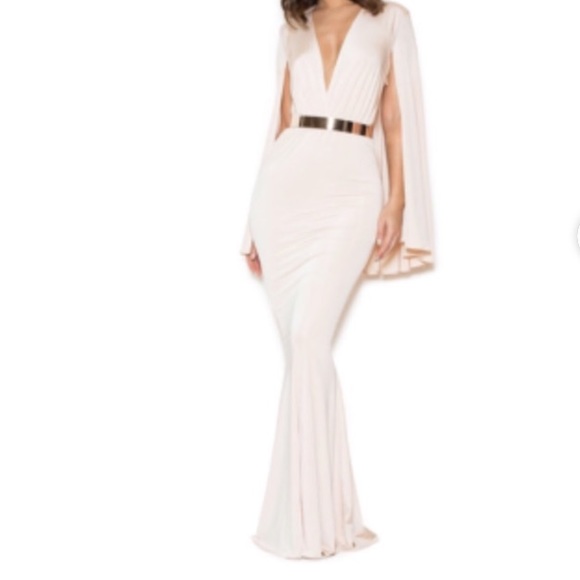 cape back maxi dress